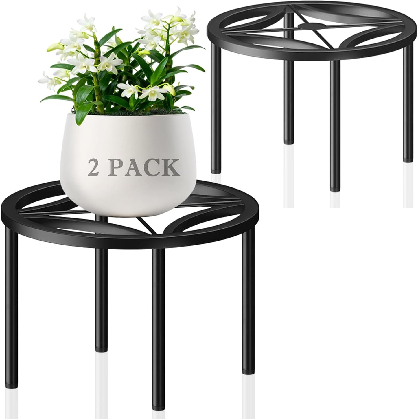 2-Pack Use(11.81" TOSKING Plant Stands - Heavy Duty Low Plant Stand, No Assembly Required Risers for Potted Plants
