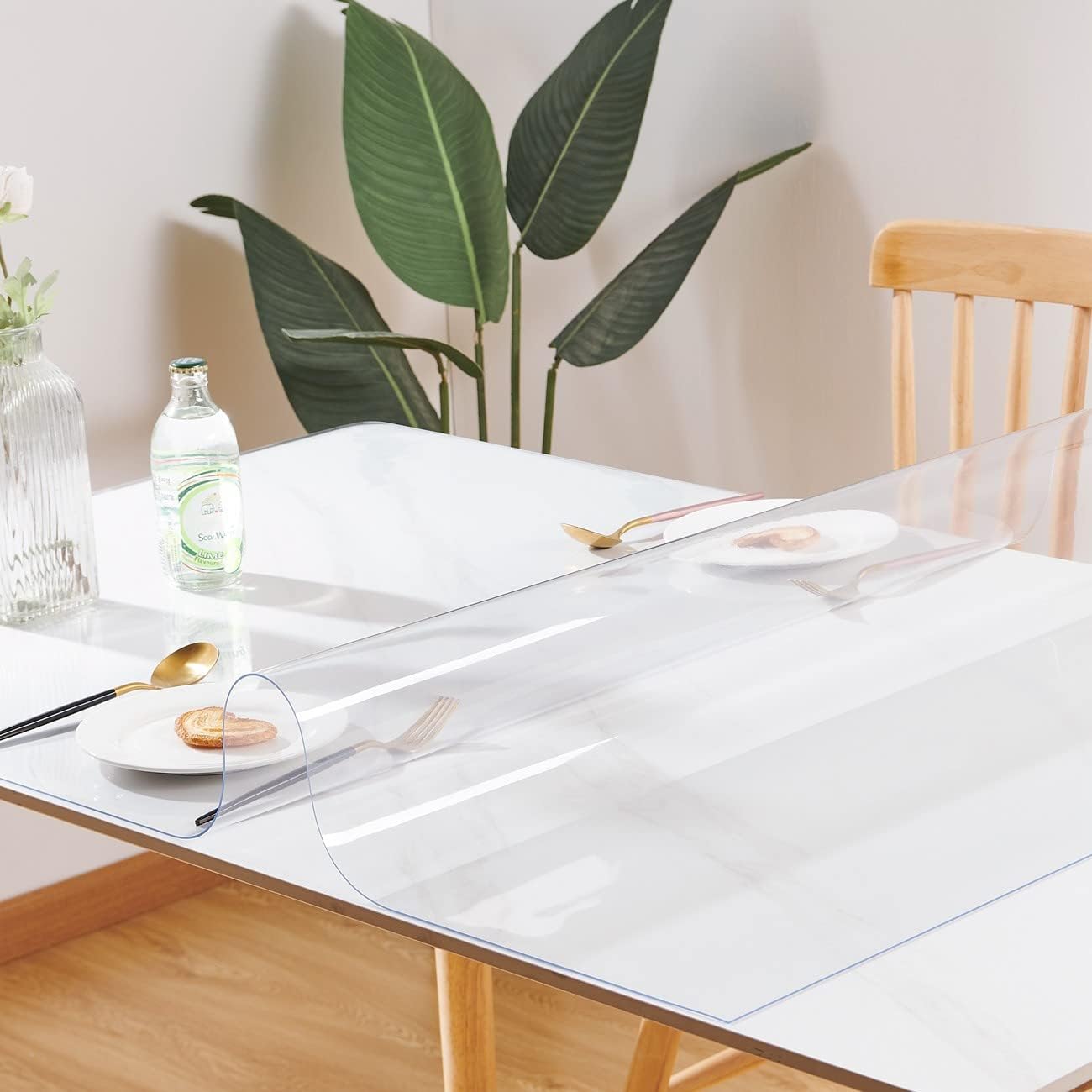 12 24 Inch, 1.5mm Clear Table Cover Protector x Thick Plastic Desk Protector Mat, Rectangular Waterproof PVC Clear