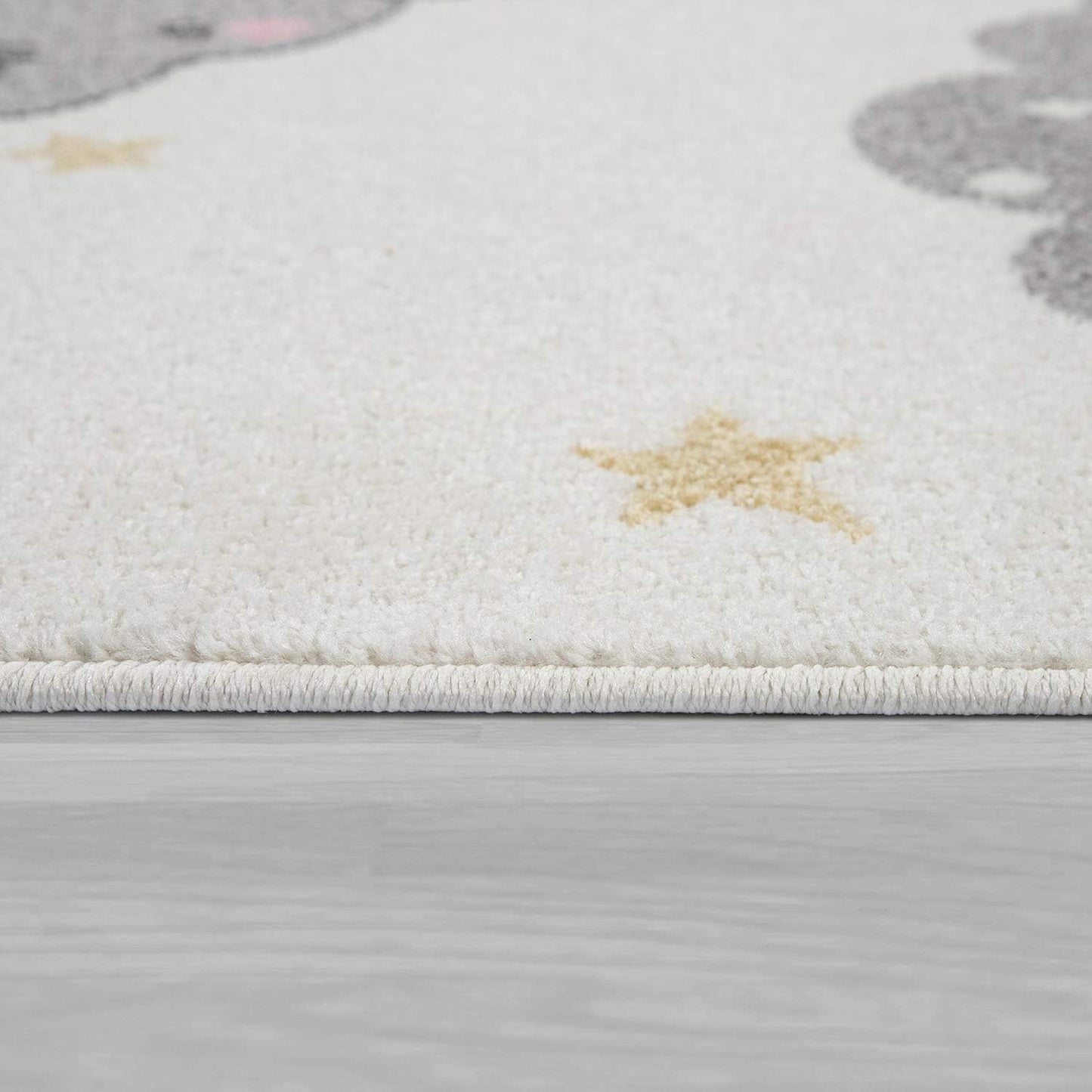 2'8" 4'11" Paco Home Kid's Rug for Children's Bedroom with an Elephant, Bear and Balloon Motive in Beige, Size: x