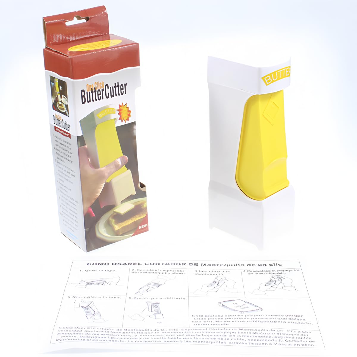 Butter Cutte, Simple One Click Stick Butter Cutter - Butter Cheese Cutter - Butter Dispenser to Store Butter for Making Bread, Cakes, Cookies. (Yellow)