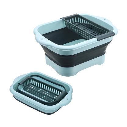 Hexurga 2.91 Gallon Collapsible Dish Basin with Drain Plug, Space Saving Outdoor Multiuse Foldable Sink Tub, Dishpan, 11L Portable Wash Basin for Vegetable Washing, Station Camping, RV(Green)