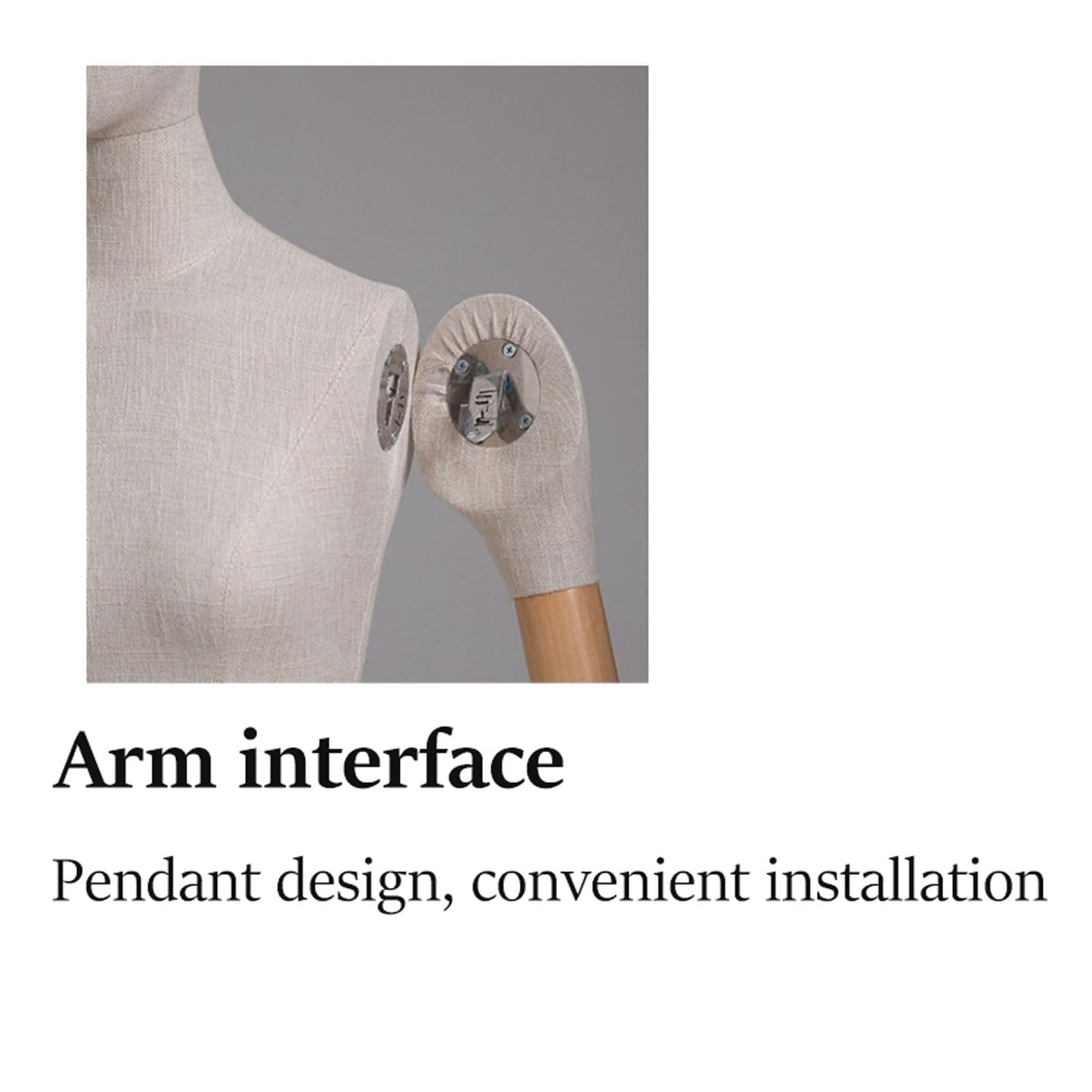 CZCZC Countertop Premium Mannequin with Metal Stand,Linen Female Mannequin,Adjustable Dress Mannequin,Flexible Form Mannequin Torso Wooden Arm Display