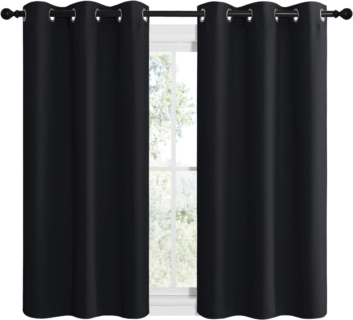 NICETOWN Blackout Curtains - Thermal Insulated Grommet Drapes for Autumn/Winter | Set of 2, 42"x50", Black