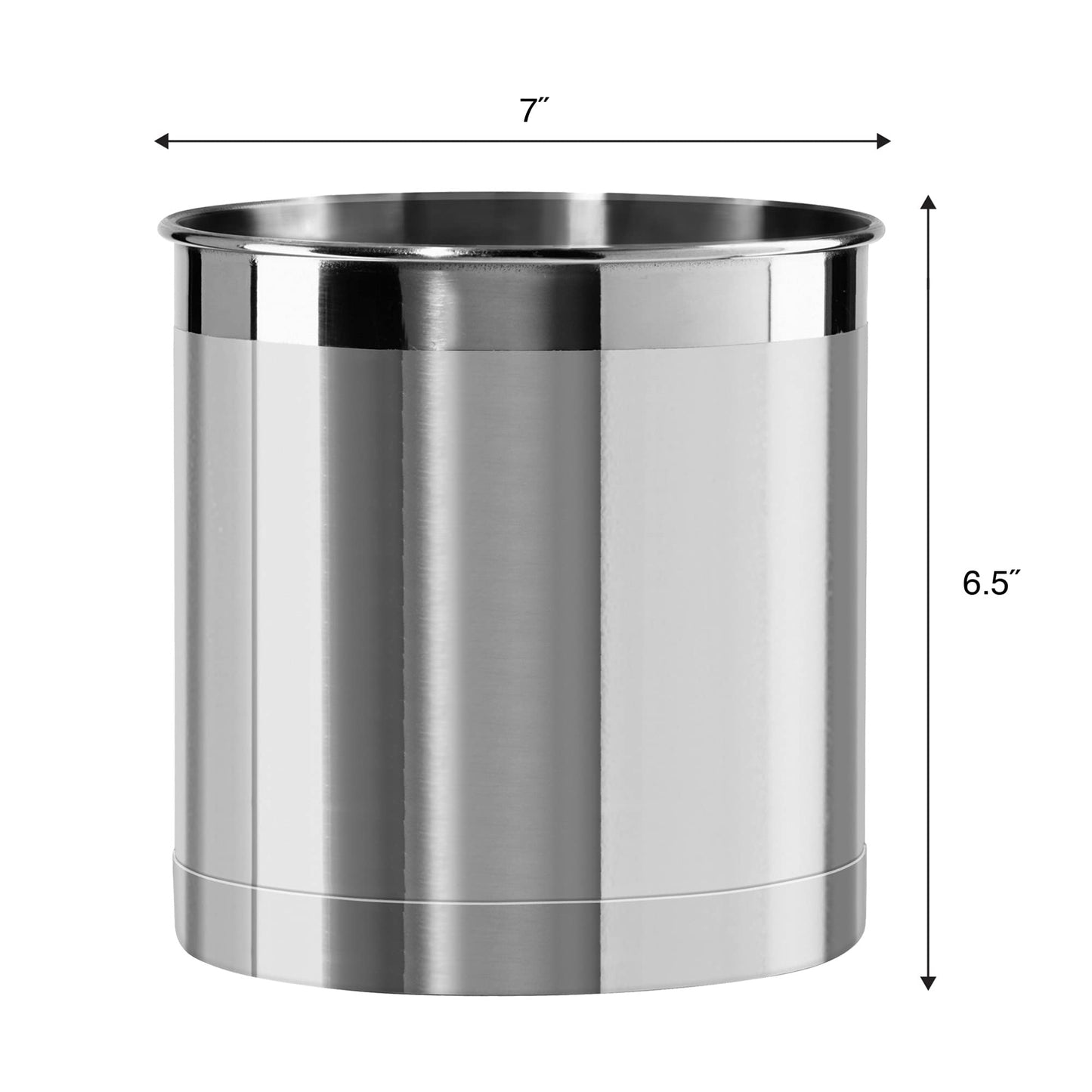 Oggi Stainless Steel Jumbo Utensil Holder - 7" Utensil Caddy, Weighted Base for Stability - Extra Large Utensil Crock and Countertop Utensil Organizer, Stainless Steel