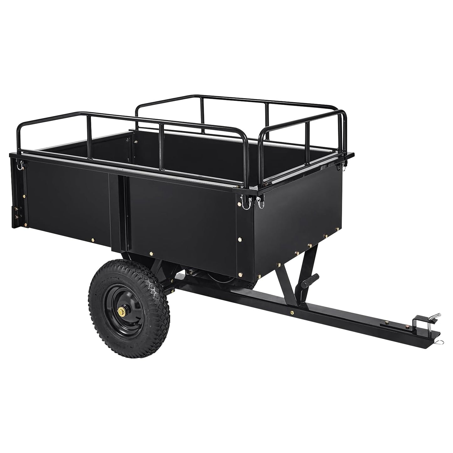 Heavy Duty Utility Dump Cart – 9000 Lbs Capacity, 15 Cu.ft Steel Trailer with Removable Sides, All-Terrain Wheels, Compatible with ATV/UTV/Lawn Tractor, Ideal for Garden, Yard, Hauling