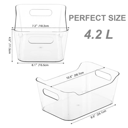 Tiawudi 12 Pack Plastic Storage Bins, Multi-Use Organizer Bins, Pantry Organizer, Clear Storage Containers for Home, Kitchen, Office, Cabinet, Shelf and Fridge Organization