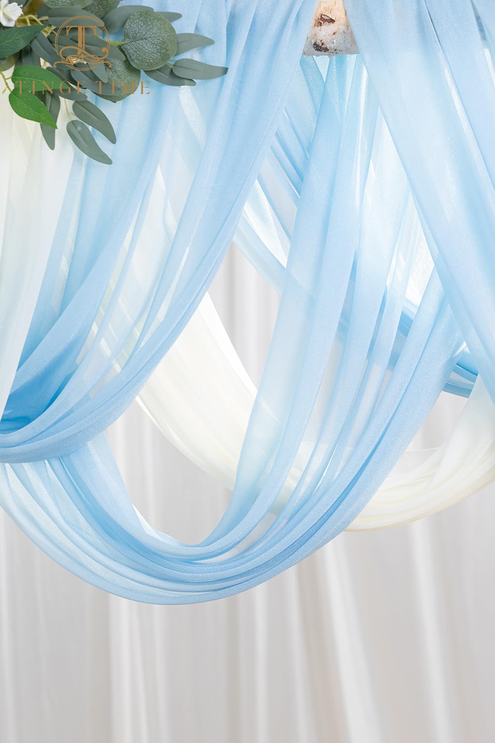 TINGE TIME Wedding Arch Flowers Kit - Deluxe 5pcs Artificial Floral Swag with 3 Sheer Drapes, Realistic Silk Flower Arrangements for Wedding Ceremony Arbor Backdrop Reception Party Home Decor
