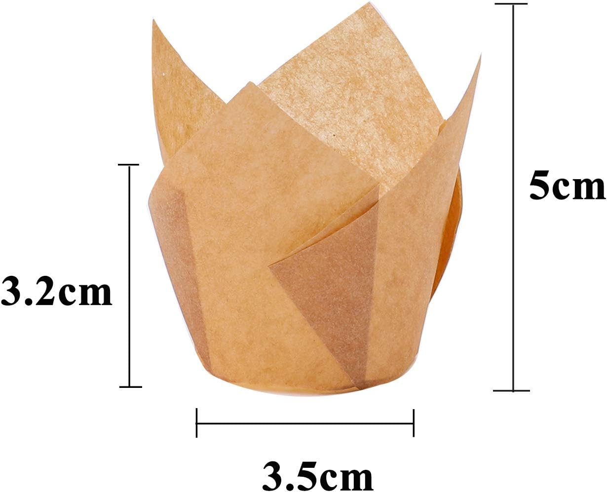 Ruisita 150 Pieces Mini Tulip Baking Cups, Muffin Liners for Parties (Natural)