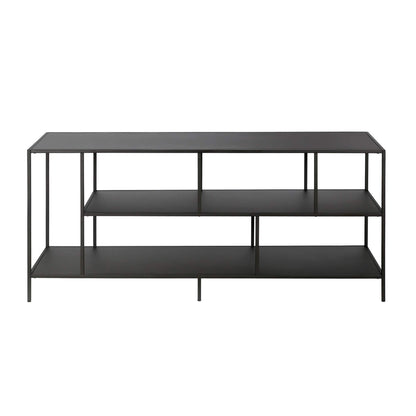 Henn&Hart TV Stand for TVs up to 60" with Metal Top and 2 Open Display Metal Shelves for Living Room, Family Room, or Office, Black