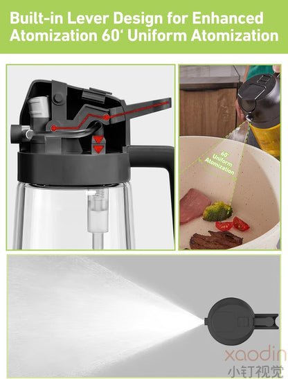 14oz Olive Oil Dispenser for Kitchen, 2 in 1 Glass Oil Sprayer and Dispenser, 420ml for Cooking, Baking, Salad, BBQ