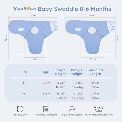 Yoofoss Baby Swaddles - 100% Cotton Adjustable Swaddle Sack for Newborns | 3-Pack, Soft & Breathable (3-6 Months)