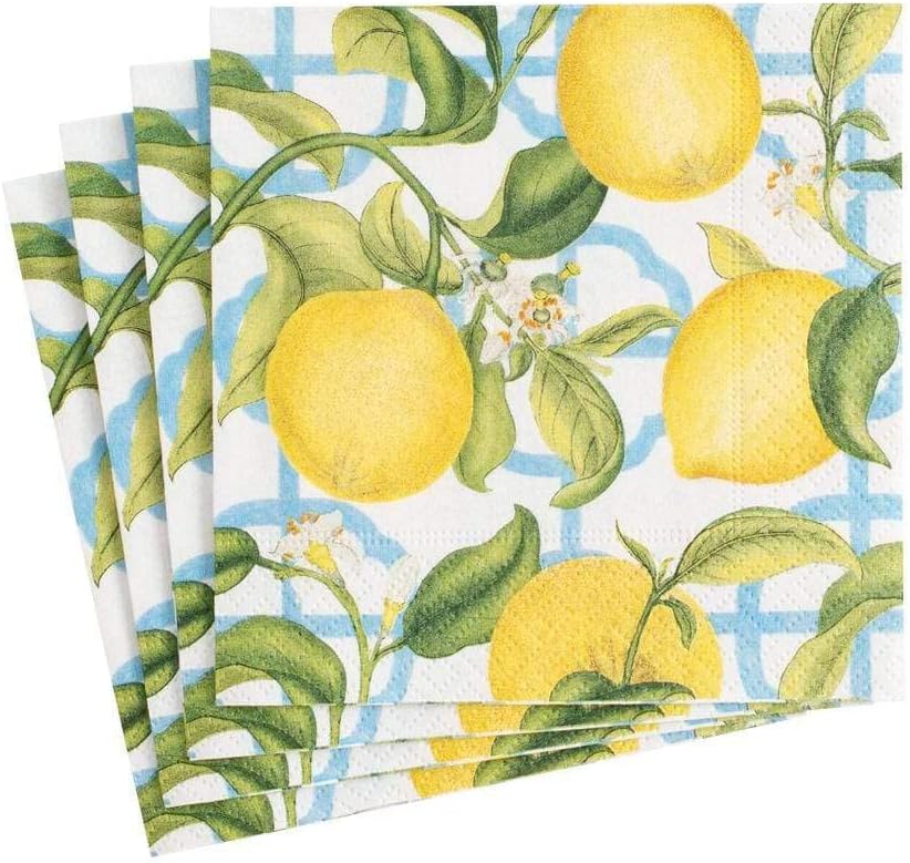 Caspari Cocktail Napkins Seville Paper, Ivory, 20 Per Package (11910C)