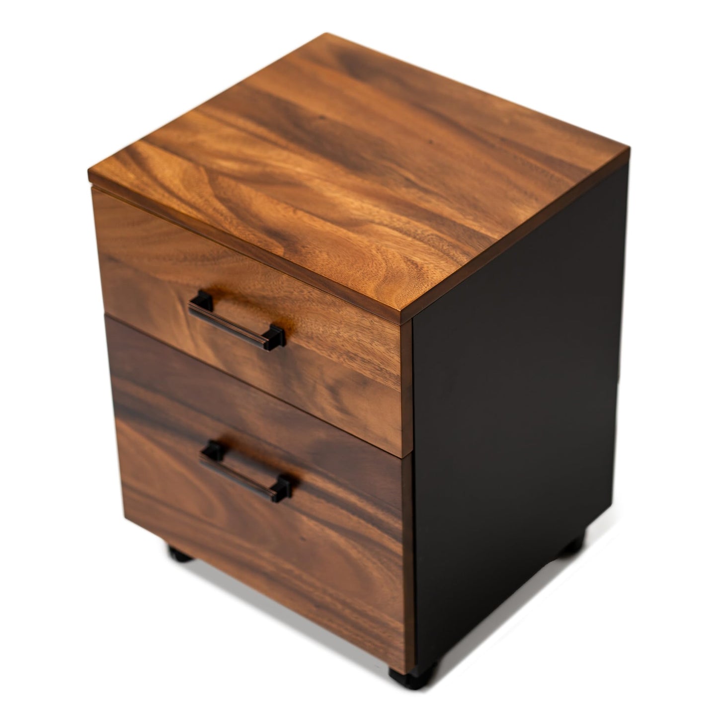2 Drawer Walnut Wood File Cabinet – Under Desk Filing Cabinet with Rolling Wheels – 21"x16"x15" Spacious Dual Compartments for Home Office Storage