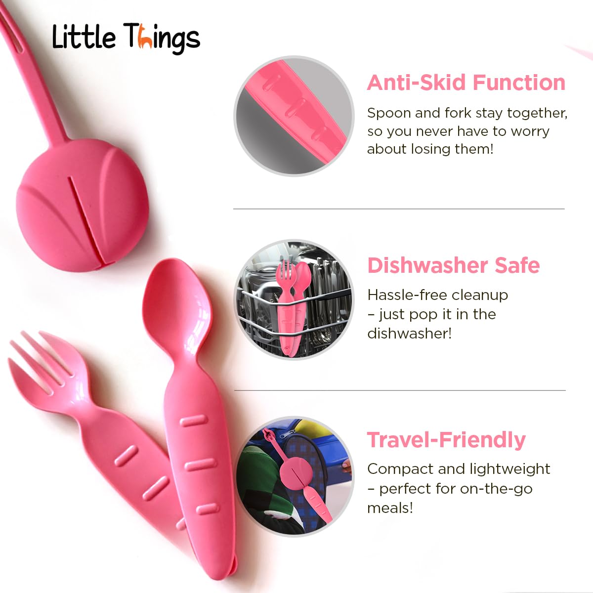 Toddler Travel Utensils with Case – BPA-Free Spoon & Fork Set for Kids, Portable Lunchbox Cutlery for Daycare, School & On-the-Go (Dishwasher Safe)