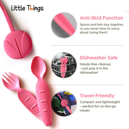 Toddler Travel Utensils with Case – BPA-Free Spoon & Fork Set for Kids, Portable Lunchbox Cutlery for Daycare, School & On-the-Go (Dishwasher Safe)