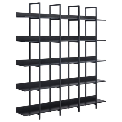 KCSWKJ 5 Tier Bookcase Home Office Open Bookshelf, Vintage Industrial Style Shelf with Metal Frame, MDF Board