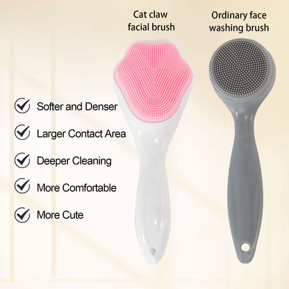 2 Pack Silicone Face Scrubber Exfoliating Brush, Manual Handheld Facial Cleansing Brush Blackhead Scrubber, Soft Bristles Waterproof for Face Skincare (Round-Pink)