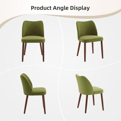 GarveeHome Linen Dining Chairs Set of 4 Upholstered Fabric Dining Chair with Wood Legs, Wing Backrest, Wooden Kitchen Chairs with Thick Cushions, Leveling Feet for Dining Room, Living Room