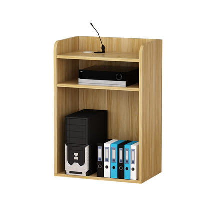 Lectern Podium Stand, Podium,Standing Desk Host Stage Speaking Reading Table for Classroom with Wire Hole, Apply to Conference Auditorium/Light Walnut/63x40x110cm