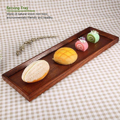 Wooden Serving Tray, Rectangle Wooden Tea Tray for Fruit, Snack, Candy, Coffee Table Organizer