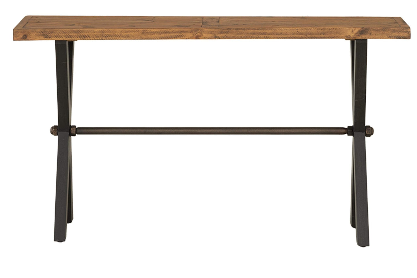 Cortesi Home Austin Console Table, Solid Reclaimed Wood with Black Wood Legs, Honey Pine