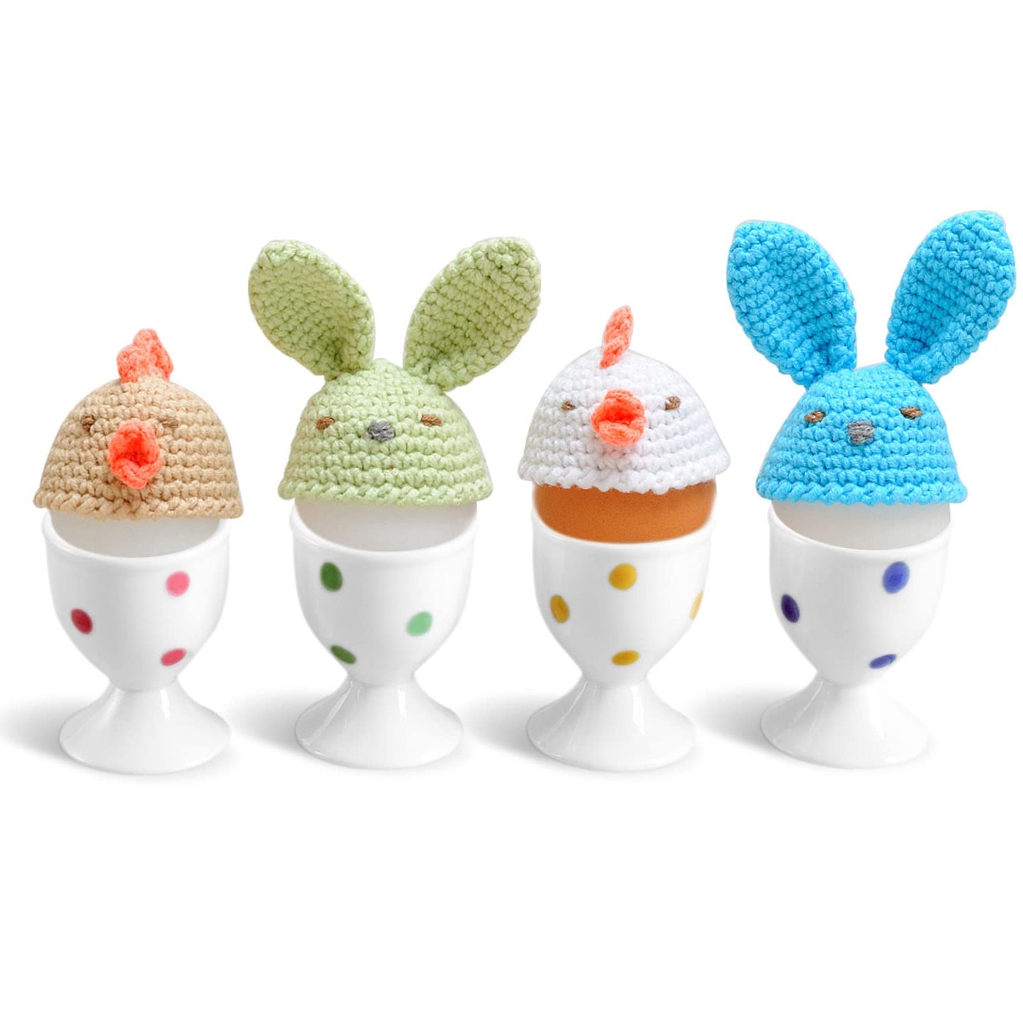 Cinf Ceramic Polka Dots Egg Cup Gift Set of 4 Porcelain Holder Breakfast Boiled Cooking Tools Stable Easy to Clean Childhood Memories Table Decoration Kitchen