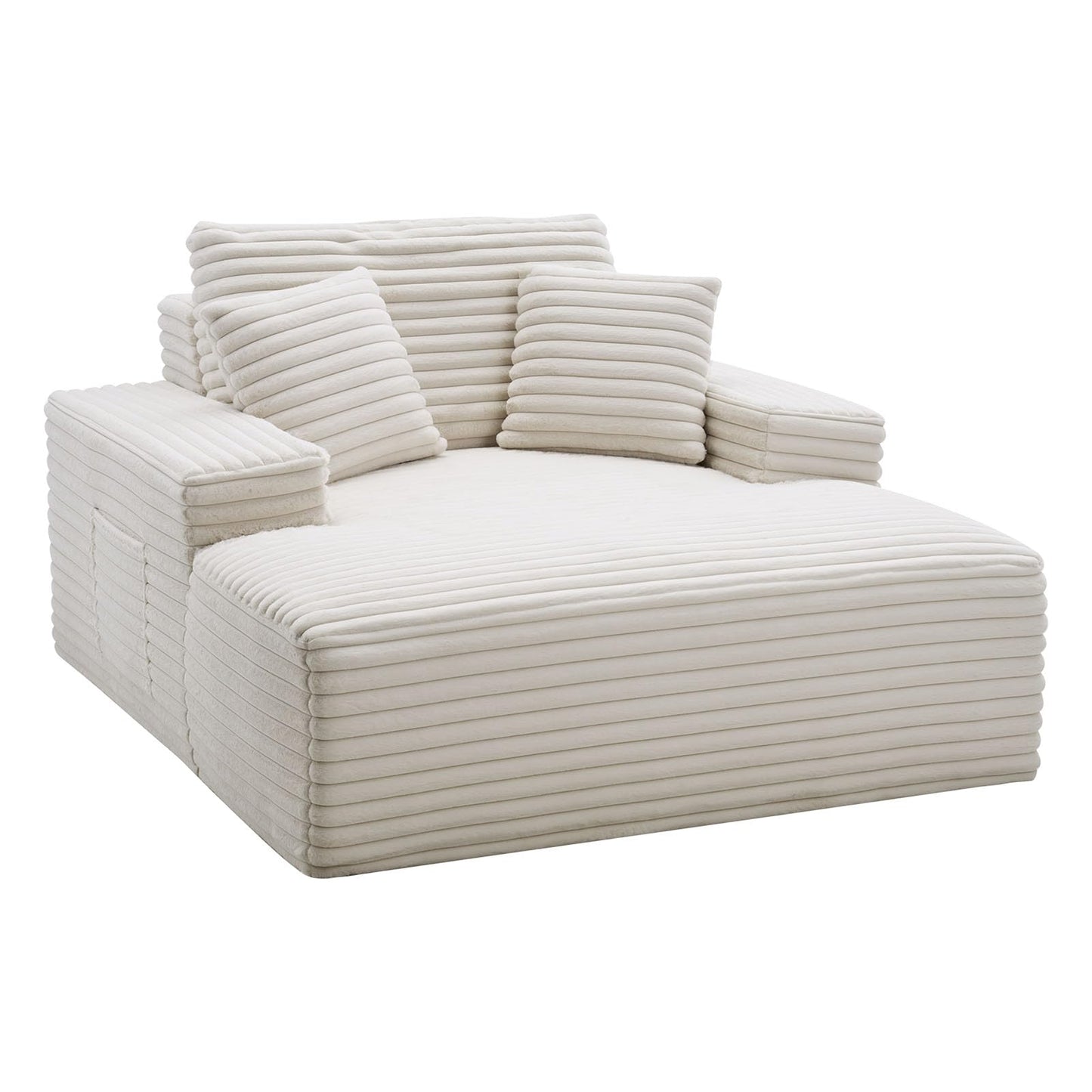 VEVOR Oversized Chaise Lounge Chair, 54" Boneless Chaise Lounge Indoor, Modern Upholstered Reading Chair with Throw Pillows & Armrests, Sofa Couch Deep Seat Sleeper for Living Room, Bedroom, Beige