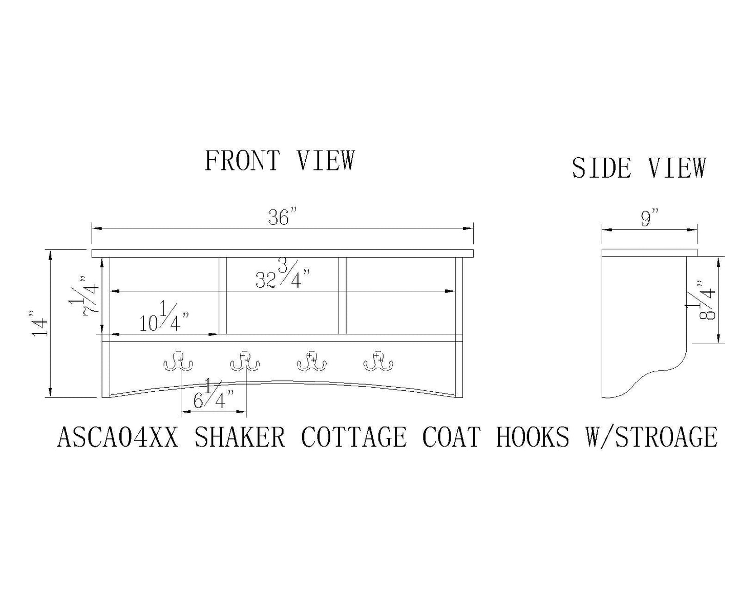 Alaterre Furniture Shaker Cottage Wall Mounted Coat Hook with Cubbies and Storage Bench/Cabinet Set, Espresso