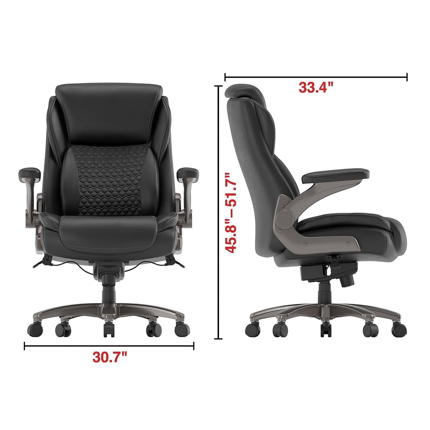 Staples Randolph Ergonomic Bonded Leather Executive Big & Tall Chair, 400 lb. Capacity, Black