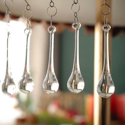20pcs 20X80mm) H&D Hanging Chandelier Crystal Teardrop Prism Accent Rainbow Suncatcher Christmas Tree Decorations