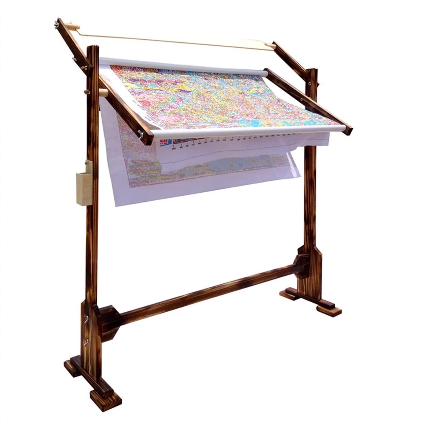 Adjustable Embroidery Hoop Stand Professional Embroidery Stand Cross Stitch Frame Floor Stand Wooden Embroidery Tapestry Hoops Frame Hands-Free Hand Quilting Frame for Cross Stitch Needlework