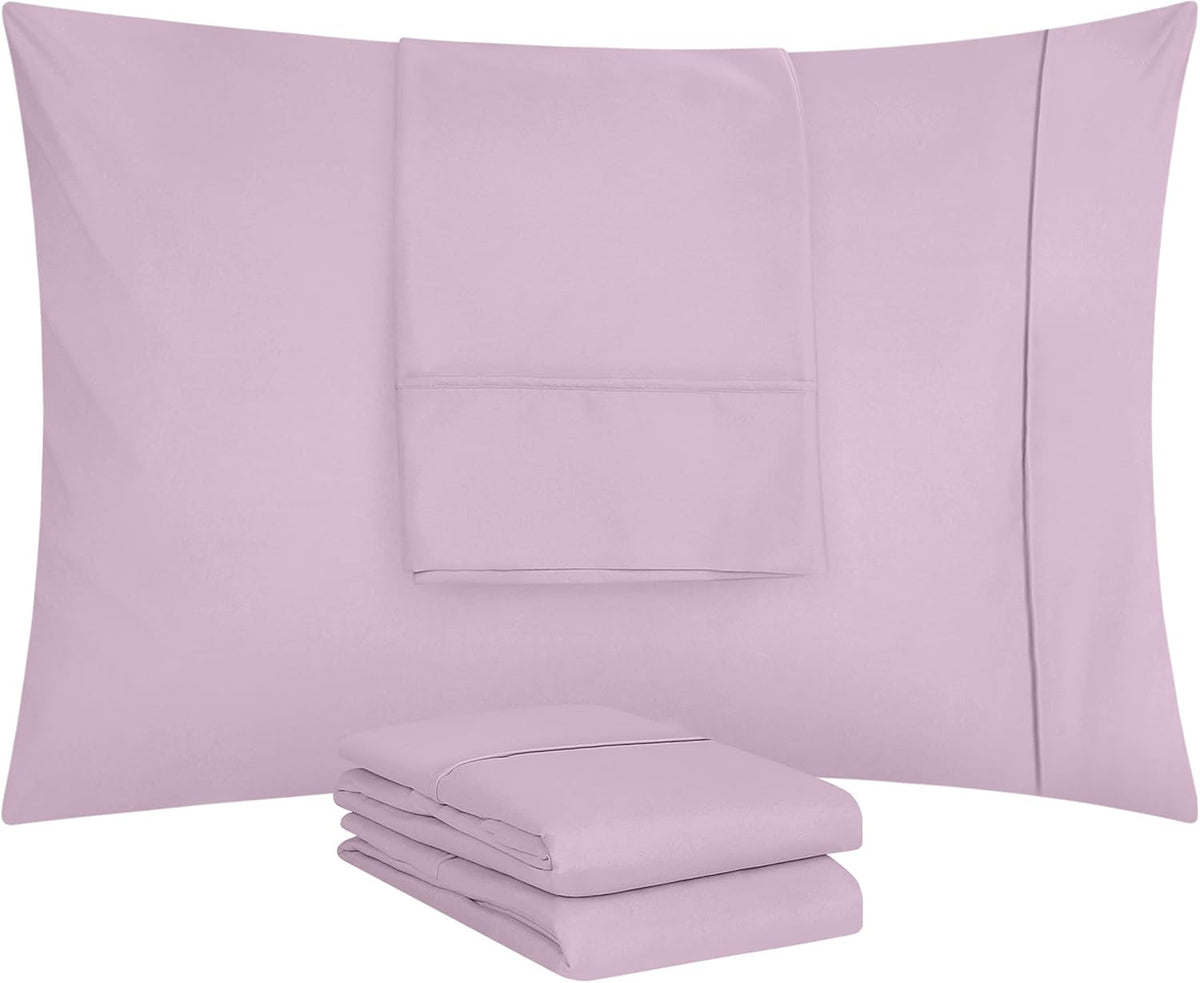Utopia Bedding King Pillow Cases - 4 Pack - Soft Brushed Microfiber - Fade Resistant 20 x 40 Inches (Lavender)