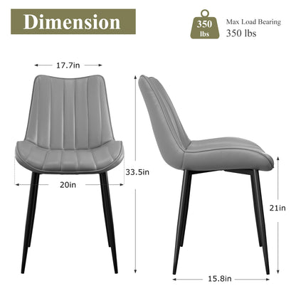 VECELO Dining Chairs Set of 6, Upholstered Kitchen Chairs with Comfortable Faux Leather Cushions and Neat Stitching, Mid-Century Modern, Easy Assembly, Grey