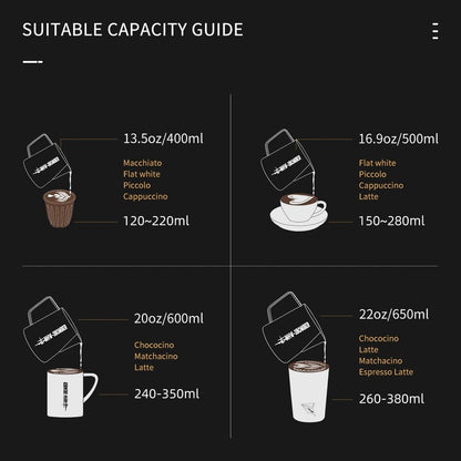 MHW-3BOMBER Latte Art Pitcher Stainless Steel Milk Frothing Pitcher Steamed Espresso Cup Barista Essentials (Cream White, 16.9oz/500ml) P5020W