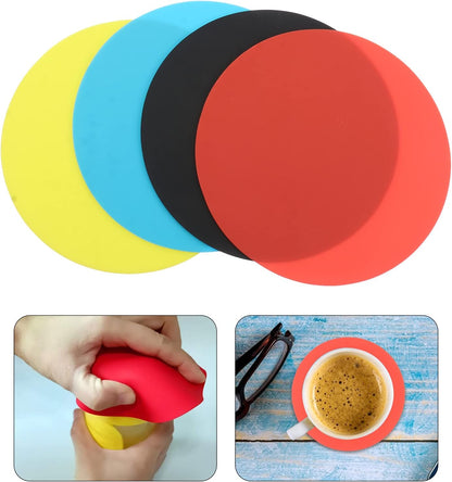 Multicoloured Silicone Bottle Opener Grippers, 4Pcs Rubber Jar Gripper Pads, Round Non-Slip Kitchen Coasters for