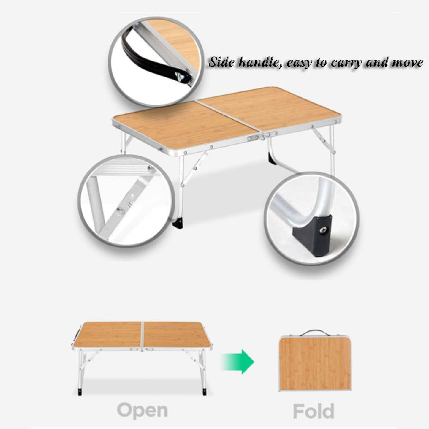 URBERY Aluminum Folding Table, Portable Camping Table Lightweight Foldable Table with Carry Handle, Portable Camping Table for Picnic Party Dining for Camping Travel Beach Picnic (60x40x25cm)
