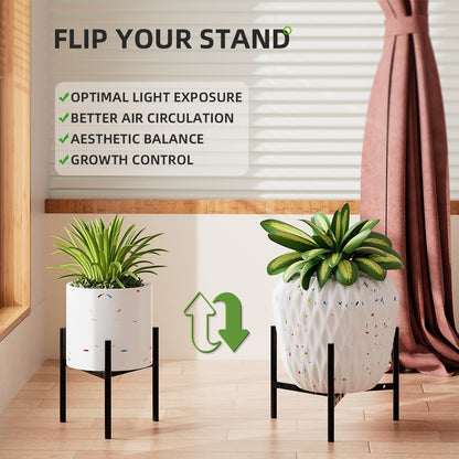 8"-12" 9.5" 2 Pack Plant Stand Indoor Adjustable Pot Holders, Metal Plant Stand Outdoor, Anti-Rust Black Metal Plant