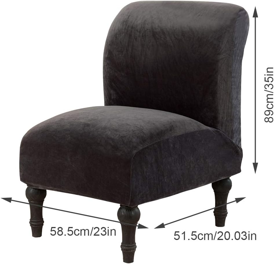 Beacon Pet Armless Chair Slipcover Stretch, Velvet Spandex Accent Chair Cover, Removable Washable Furniture Protector