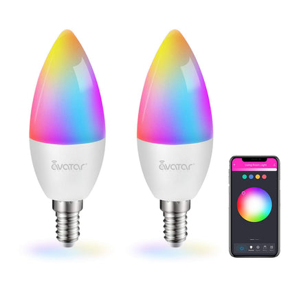 6 Pack E12 Smart Bulbs, Alexa WiFi Candelabra Smart Light Bulbs 5W 2700K-6500K Color Changing Dimmable RGBCW, Music Timer Ceiling Fan Smart B11 Candle Base Small LED Light Bulb, 2.4GHz WiFi