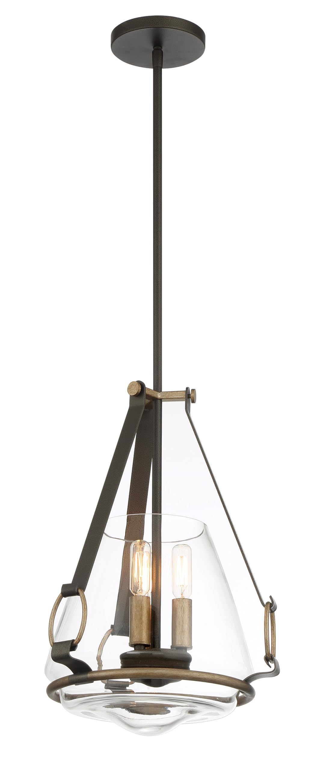 Minka Lavery 3903-107 Eden Valley Convertible Pendant to Semi-Flush, 3-Light, 180 Total Watts, 12.38-in H x 18.13-in W, Smoked Iron with Aged Gold
