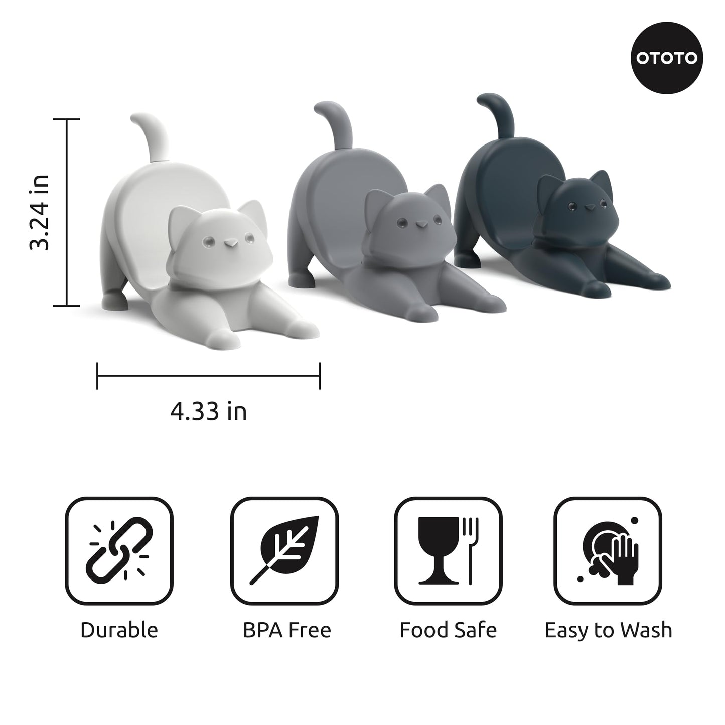 NEW - OTOTO Catos Taco Holder Set of 3 - Taco Shell Holder, Taco Stand, Taco Tray, Cute Kitchen Accessories, Weird Gifts, Cooking Gifts, Funny Gifts, Taco Stands for 3 Tacos, Fun Kitchen Gadgets