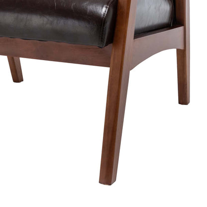 Convenience Concepts Take a Seat Natalie Accent Armchair and Ottoman Set 27.5" - Mid-Century Modern Lounge Chair with Foot Stool Set for Living Room, Bedroom, Espresso Faux Leather