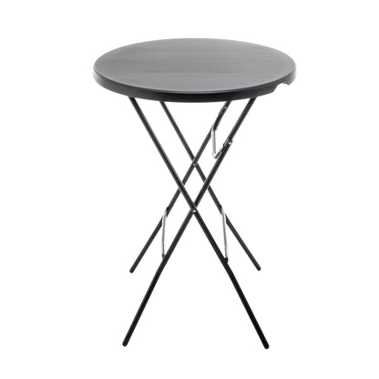 BTEXPERT Set of 5, Black 2.63 Foot Round Plastic Bar Height Folding Table Commercial Portable for Banquet Patio Backyard Dining Wedding Party Events Home Kitchen Indoor Outdoor, Thick Top Metal Frame