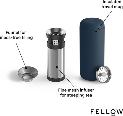 16 oz Set Fellow Carter Tea + Cold Brew Infuser & Carter Move Tumbler - Steep Tea On-The-Go - Vacuum-Insulated