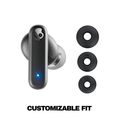 Skullcandy Smokin’ Buds Wireless Earbuds, Bluetooth Headphones, Noise Isolating Fit, Up to 20 Hours Battery, IPX4 Sweat and Water Resistant, Microphone for iPhone Android - Midnight Smoke