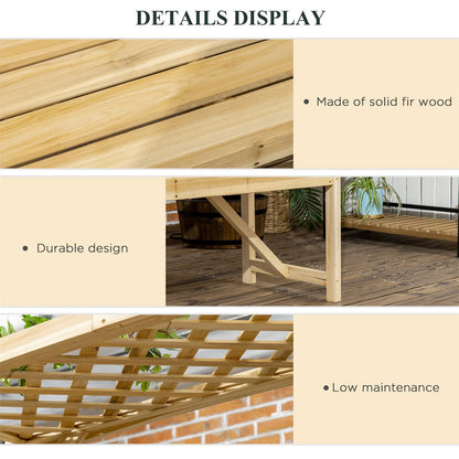 NAAMOTOMOX Patio Garden Arbor with Bench, Wooden Outdoor Bench w/Pergola, Side Trellis for Vines & Climbing Plants, 2-Person Outdoor Wood Seating for Patio, Backyard, Parks