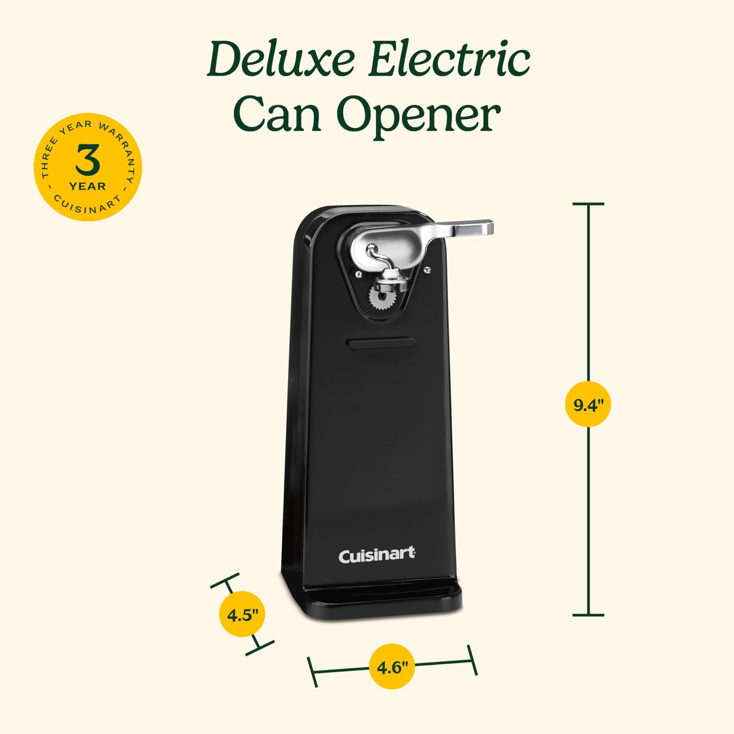 Cuisinart Can Opener with One-Touch Operation, Electric Can Opener for Kitchen Including Magnetic Lid Holder, Automatic Can Opener with Easy Clean Design and Nonslip Base, Black, CCO-50BKN