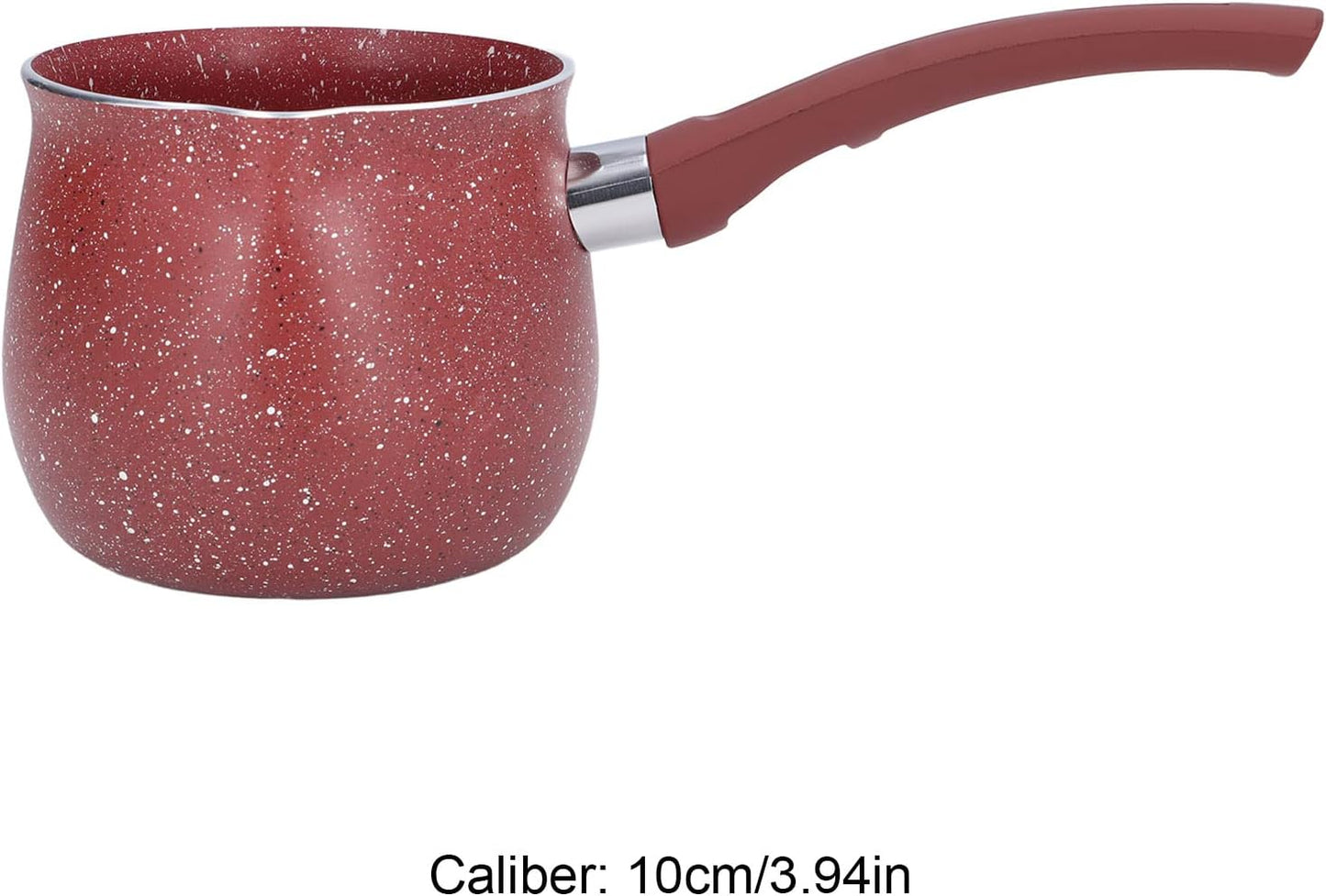 Portable Milk Pan, Aluminum Alloy Small Saucepan with Long Handle, Non Stick Coating, Mini Milk Boiling Pot (Red)