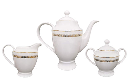 Stylish and Elegant 57 Pieces Bone China Dinnerware Set Service for 8 People - Gold