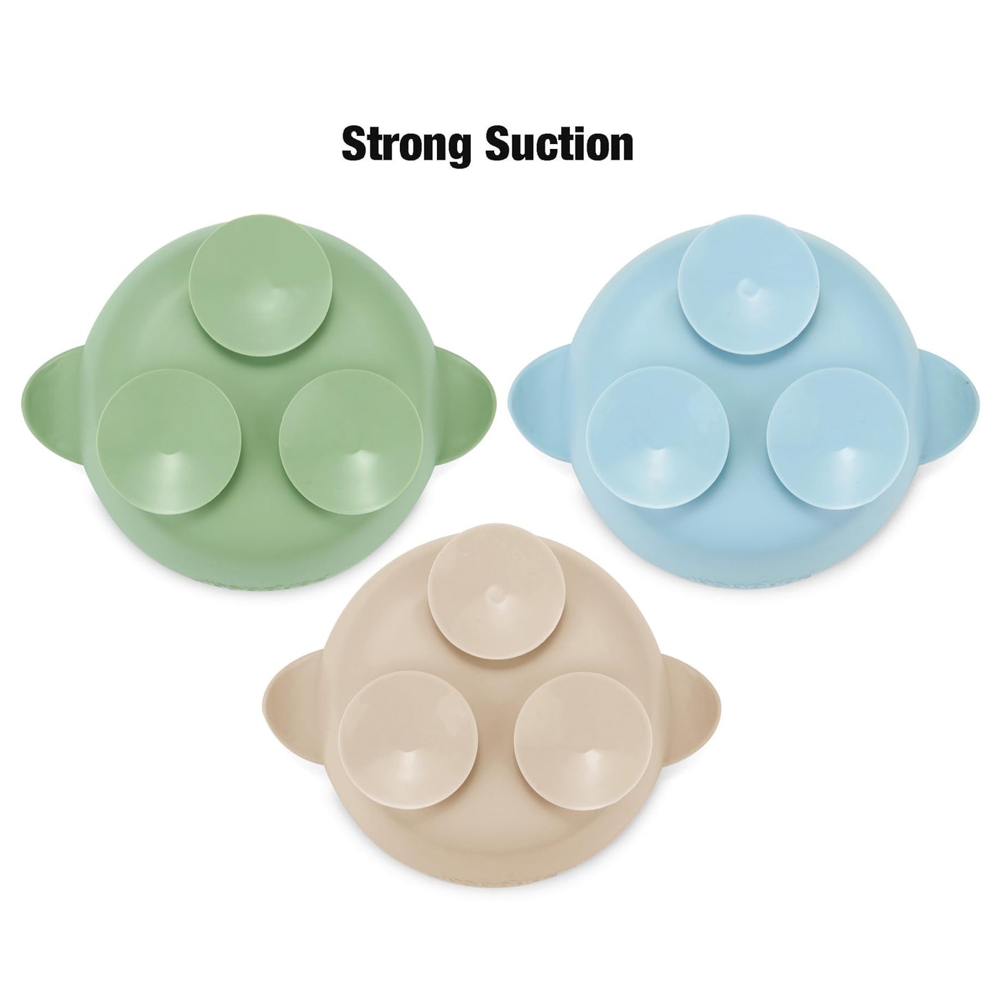 PandaEar 3 Pack Stainless Steel Baby Suction Bowls, Non-Slip Child Food Bowl with Silicone Sleeve for Kids Toddlers Infants, Unbreakable & Mess Free (Blue Green Beige)